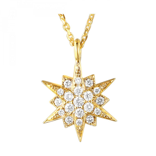 14K Gold Pavé Diamond North Star Pendant Necklace - PD10995-4YC-Gems One-Renee Taylor Gallery