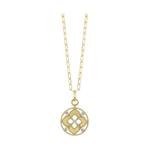 14K Gold Diamond Vintage-Inspired Medallion Necklace - NK10331-4YC-Gems One-Renee Taylor Gallery