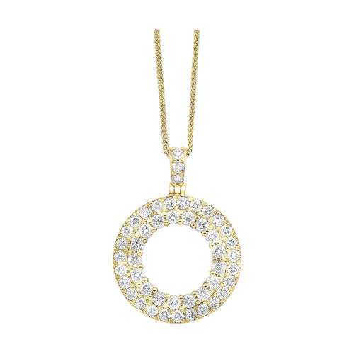 14K Gold Diamond Circle Pendant Necklace - PD10690-4YC-Gems One-Renee Taylor Gallery