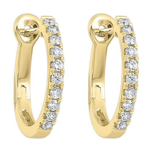 14K Gold Pavé Diamond Huggie Hoop Earrings - ER10601-4YC-Gems One-Renee Taylor Gallery