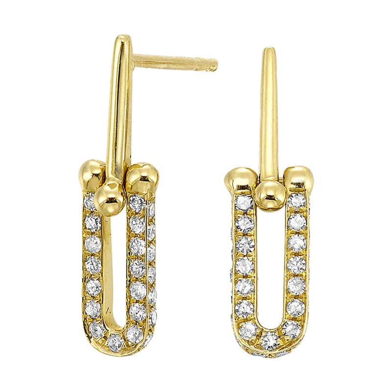 14K Gold Pavé Diamond Paperclip Drop Earrings - ER10748-4YC-Gems One-Renee Taylor Gallery