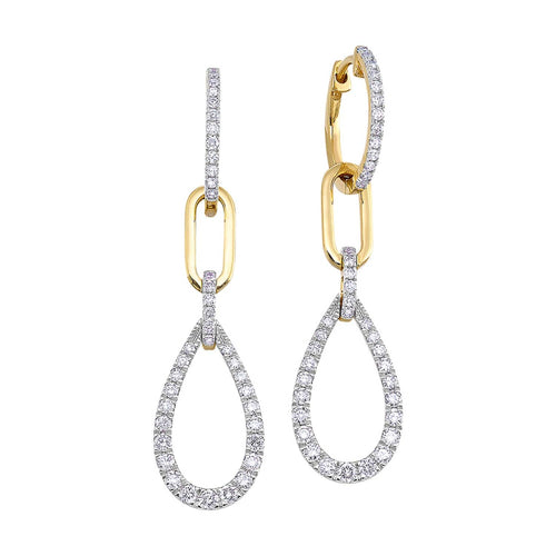 14K Gold Pavé Diamond Link & Teardrop Drop Earrings - ER38949-4YC-Gems One-Renee Taylor Gallery