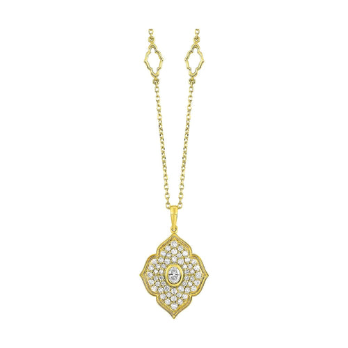 14K Gold Pavé Diamond Moroccan-Inspired Pendant Necklace - NCT06322-4YC-Gems One-Renee Taylor Gallery