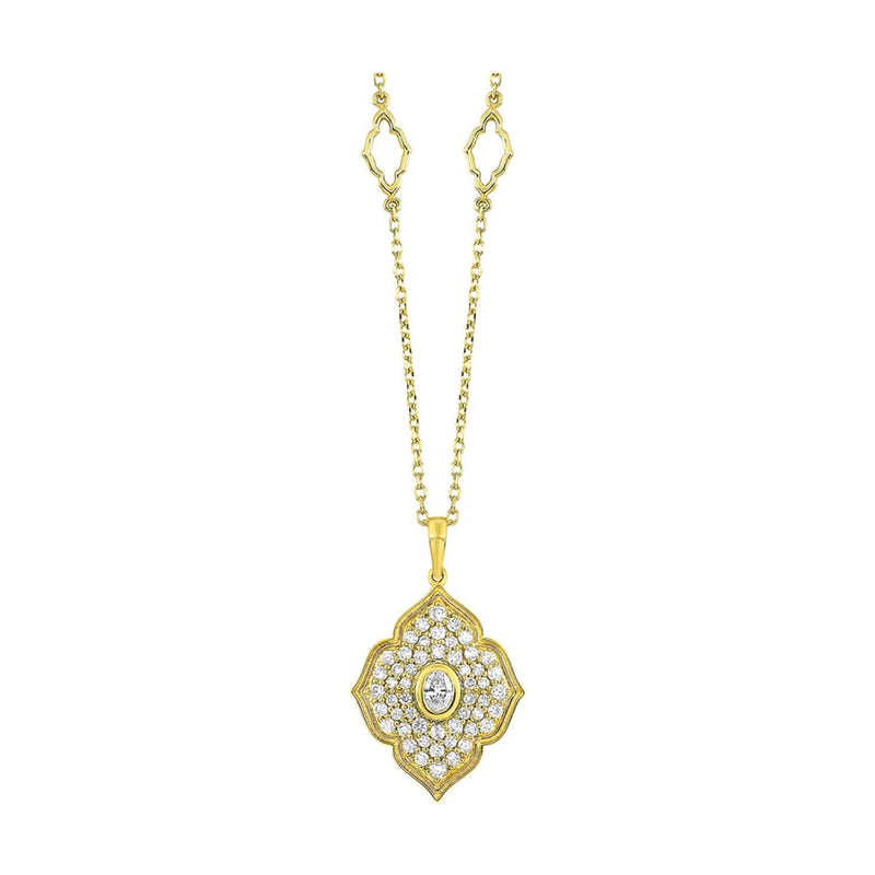 14K Gold Pavé Diamond Moroccan-Inspired Pendant Necklace - NCT06322-4YC-Gems One-Renee Taylor Gallery