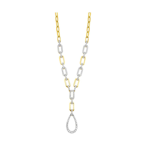 14K Gold Diamond Paperclip Link & Teardrop Necklace - NK09307-4YC-Gems One-Renee Taylor Gallery
