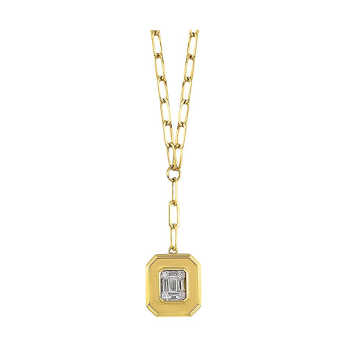 14K Gold Baguette Diamond Octagonal Pendant Necklace - NK10448-4YC-Gems One-Renee Taylor Gallery