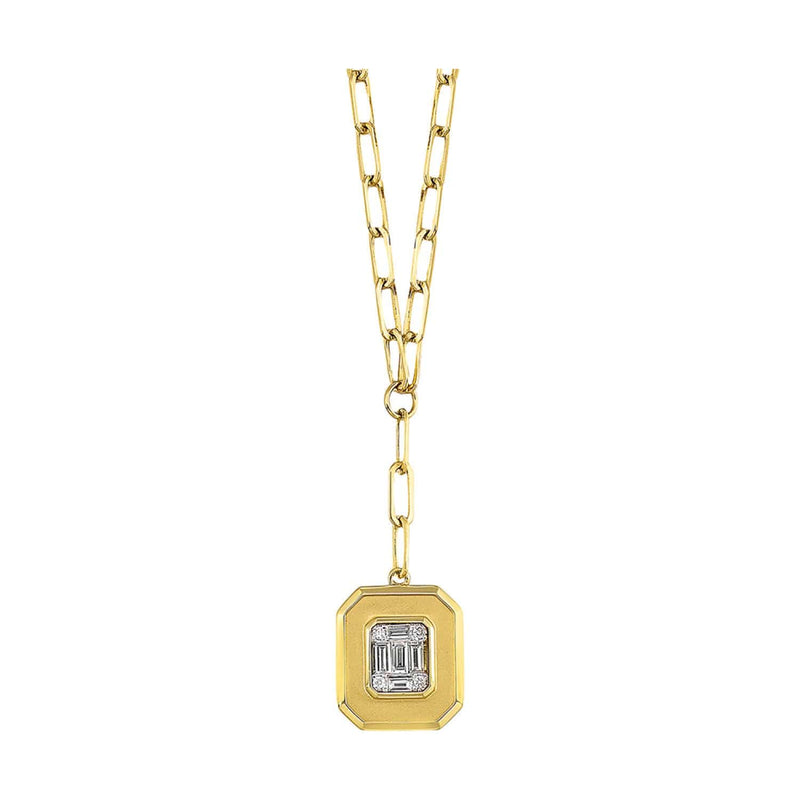 14K Gold Baguette Diamond Octagonal Pendant Necklace - NK10448-4YC-Gems One-Renee Taylor Gallery