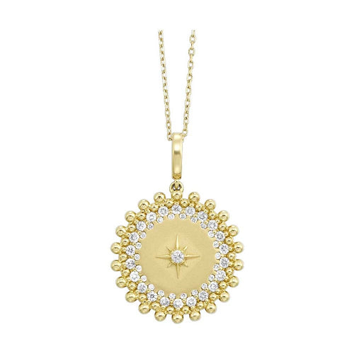 14K Gold Diamond Sunburst Medallion Pendant Necklace - PD10808-4YC-Gems One-Renee Taylor Gallery