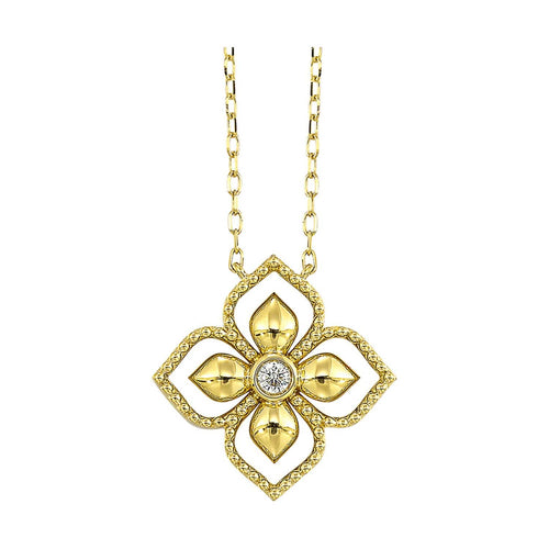 14K Gold Diamond Floral Medallion Necklace - PD11110-4YC-Gems One-Renee Taylor Gallery