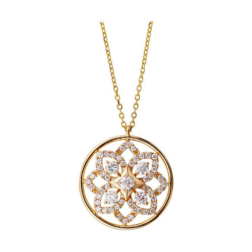 14K Gold Diamond Mandala Pendant Necklace - PD38897-4YC-Gems One-Renee Taylor Gallery