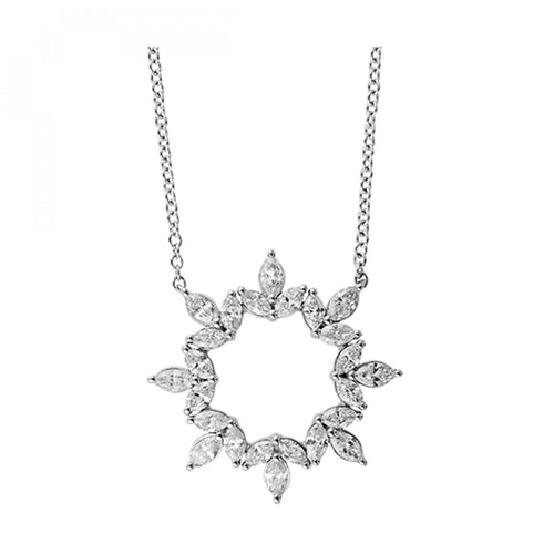 14K Gold Marquise Diamond Wreath Necklace - PD40363-4WB-Gems One-Renee Taylor Gallery