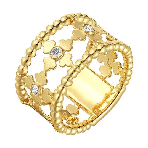 14K Gold Diamond Floral Openwork Band Ring - RG13273-4YC-Gems One-Renee Taylor Gallery