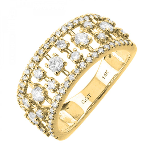 14K Gold Diamond Multi-Row Statement Ring - RG13355-4YB-Gems One-Renee Taylor Gallery
