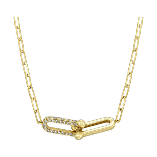 14K Yellow Gold Pavé Diamond Link Necklace - NK10335-4YSC-Gems One-Renee Taylor Gallery