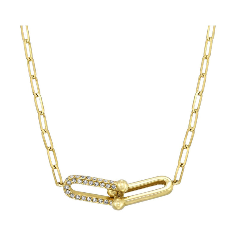 14K Yellow Gold Pavé Diamond Link Necklace - NK10335-4YSC-Gems One-Renee Taylor Gallery