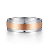 14K White-Rose Gold 7mm - Men's Wedding Band in Satin Finish - MBM0172-70T4JJJ-Gabriel & Co.-Renee Taylor Gallery