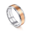 14K White-Rose Gold 7mm - Men's Wedding Band in Satin Finish - MBM0172-70T4JJJ-Gabriel & Co.-Renee Taylor Gallery