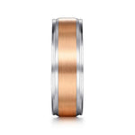 14K White-Rose Gold 7mm - Men's Wedding Band in Satin Finish - MBM0172-70T4JJJ-Gabriel & Co.-Renee Taylor Gallery