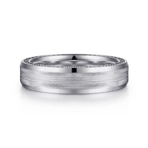 14K White Gold 6mm - Men's Wedding Band in Satin Finish - MBH0191-60W4JJJ-Gabriel & Co.-Renee Taylor Gallery
