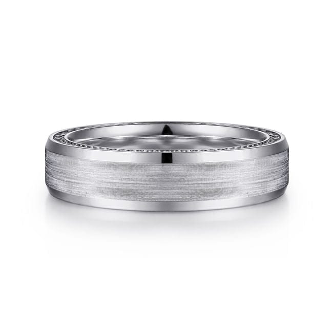 14K White Gold 6mm - Men's Wedding Band in Satin Finish - MBH0191-60W4JJJ-Gabriel & Co.-Renee Taylor Gallery