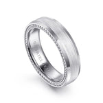14K White Gold 6mm - Men's Wedding Band in Satin Finish - MBH0191-60W4JJJ-Gabriel & Co.-Renee Taylor Gallery