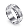 14K White Gold 8mm - Carved Station Men's Wedding Band in Satin Finish - MBH0224-80W4JJJ-Gabriel & Co.-Renee Taylor Gallery