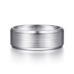 14K White Gold 8mm - Satin Finish Men's Wedding Band with Beveled Edge - MBM0124-80W4JJJ-Gabriel & Co.-Renee Taylor Gallery