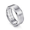 14K White Gold 8mm - Satin Finish Men's Wedding Band with Beveled Edge - MBM0124-80W4JJJ-Gabriel & Co.-Renee Taylor Gallery