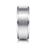 14K White Gold 8mm - Satin Finish Men's Wedding Band with Beveled Edge - MBM0124-80W4JJJ-Gabriel & Co.-Renee Taylor Gallery