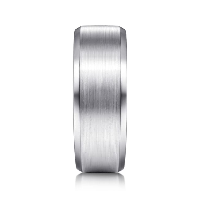 14K White Gold 8mm - Satin Finish Men's Wedding Band with Beveled Edge - MBM0124-80W4JJJ-Gabriel & Co.-Renee Taylor Gallery
