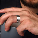 14K White Gold 8mm - Satin Finish Men's Wedding Band with Beveled Edge - MBM0124-80W4JJJ-Gabriel & Co.-Renee Taylor Gallery