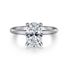 14K White Gold Oval Solitaire Engagement Ring (Setting Only) - ER15619O8W4JJJ-Gabriel & Co.-Renee Taylor Gallery
