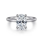 14K White Gold Oval Solitaire Engagement Ring (Setting Only) - ER15619O8W4JJJ-Gabriel & Co.-Renee Taylor Gallery