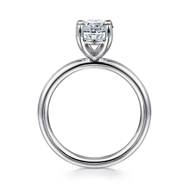 14K White Gold Oval Solitaire Engagement Ring (Setting Only) - ER15619O8W4JJJ-Gabriel & Co.-Renee Taylor Gallery