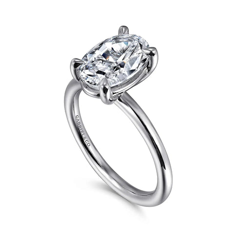 14K White Gold Oval Solitaire Engagement Ring (Setting Only) - ER15619O8W4JJJ-Gabriel & Co.-Renee Taylor Gallery