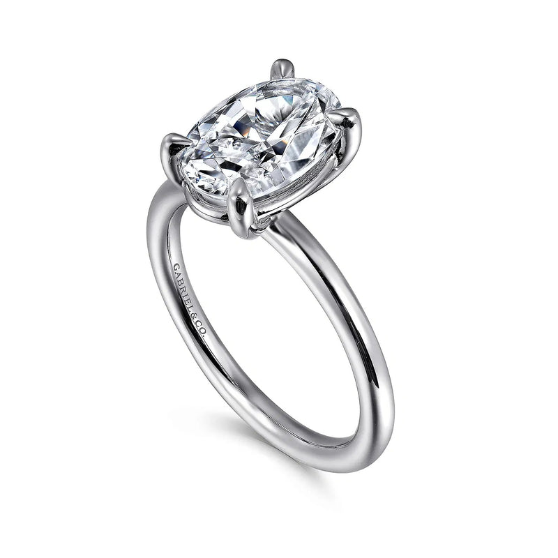 14K White Gold Oval Solitaire Engagement Ring (Setting Only) - ER15619O8W4JJJ-Gabriel & Co.-Renee Taylor Gallery