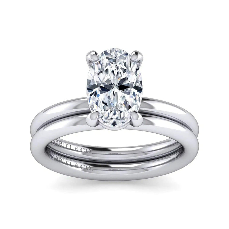 14K White Gold Oval Solitaire Engagement Ring (Setting Only) - ER15619O8W4JJJ-Gabriel & Co.-Renee Taylor Gallery