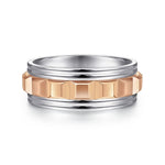 14K White-Rose Gold 8mm - Grommet Inlay Men's Two Tone Wedding Band - MBH0161-80T4JJJ-Gabriel & Co.-Renee Taylor Gallery
