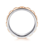 14K White-Rose Gold 8mm - Grommet Inlay Men's Two Tone Wedding Band - MBH0161-80T4JJJ-Gabriel & Co.-Renee Taylor Gallery