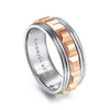 14K White-Rose Gold 8mm - Grommet Inlay Men's Two Tone Wedding Band - MBH0161-80T4JJJ-Gabriel & Co.-Renee Taylor Gallery