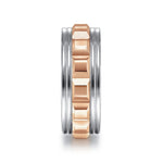 14K White-Rose Gold 8mm - Grommet Inlay Men's Two Tone Wedding Band - MBH0161-80T4JJJ-Gabriel & Co.-Renee Taylor Gallery