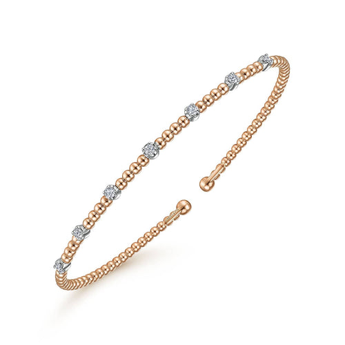 14K White & Rose Gold Bujukan Cuff Bracelet with Diamond Stations - BG4436-62T45JJ-Gabriel & Co.-Renee Taylor Gallery