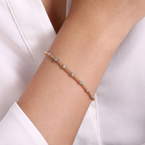 14K White & Rose Gold Bujukan Cuff Bracelet with Diamond Stations - BG4436-62T45JJ-Gabriel & Co.-Renee Taylor Gallery