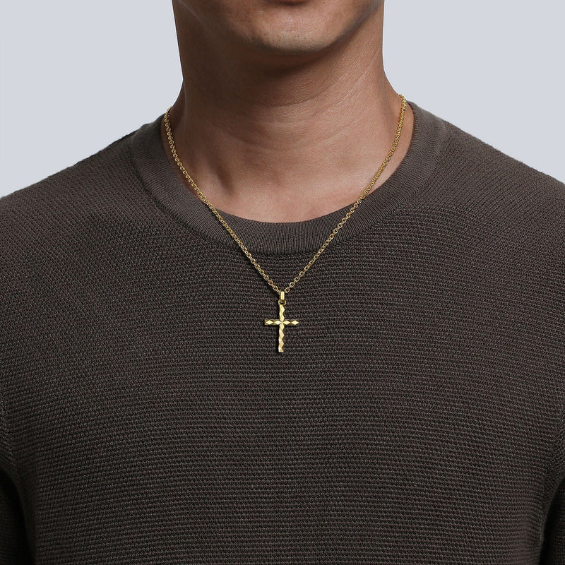 14K Yellow Gold Faceted Cross Pendant - PCM6538Y4JJJ-Gabriel & Co.-Renee Taylor Gallery