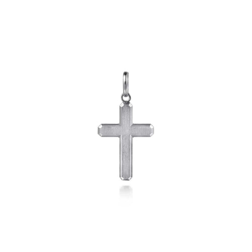 925 Sterling Silver Cross Pendant with Vertical Brush - PCM20040SVJJJ-Gabriel & Co.-Renee Taylor Gallery