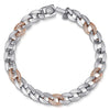 925 Sterling Silver with 14K Rose Gold Diamond Cuban Link Chain Mens Bracelet - TBM2125MJ5JJ-Gabriel & Co.-Renee Taylor Gallery