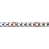 925 Sterling Silver with 14K Rose Gold Diamond Cuban Link Chain Mens Bracelet - TBM2125MJ5JJ-Gabriel & Co.-Renee Taylor Gallery