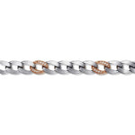 925 Sterling Silver with 14K Rose Gold Diamond Cuban Link Chain Mens Bracelet - TBM2125MJ5JJ-Gabriel & Co.-Renee Taylor Gallery