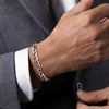 925 Sterling Silver with 14K Rose Gold Diamond Cuban Link Chain Mens Bracelet - TBM2125MJ5JJ-Gabriel & Co.-Renee Taylor Gallery