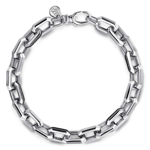 Faceted Chain Bracelet 925 Sterling Silver Black Spinel - TBM4808-85SVJBS-Gabriel & Co.-Renee Taylor Gallery